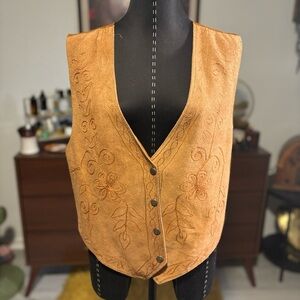 Embroidered Tan Vest